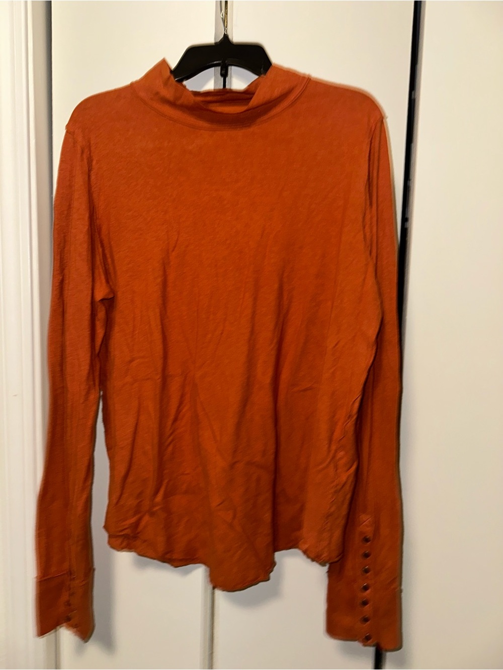 We The Free Orange Mock Neck Long Sleeve Top